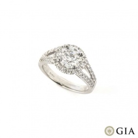 18k White Gold Round Brilliant Cut Diamond Ring 1.51ct F/VVS1